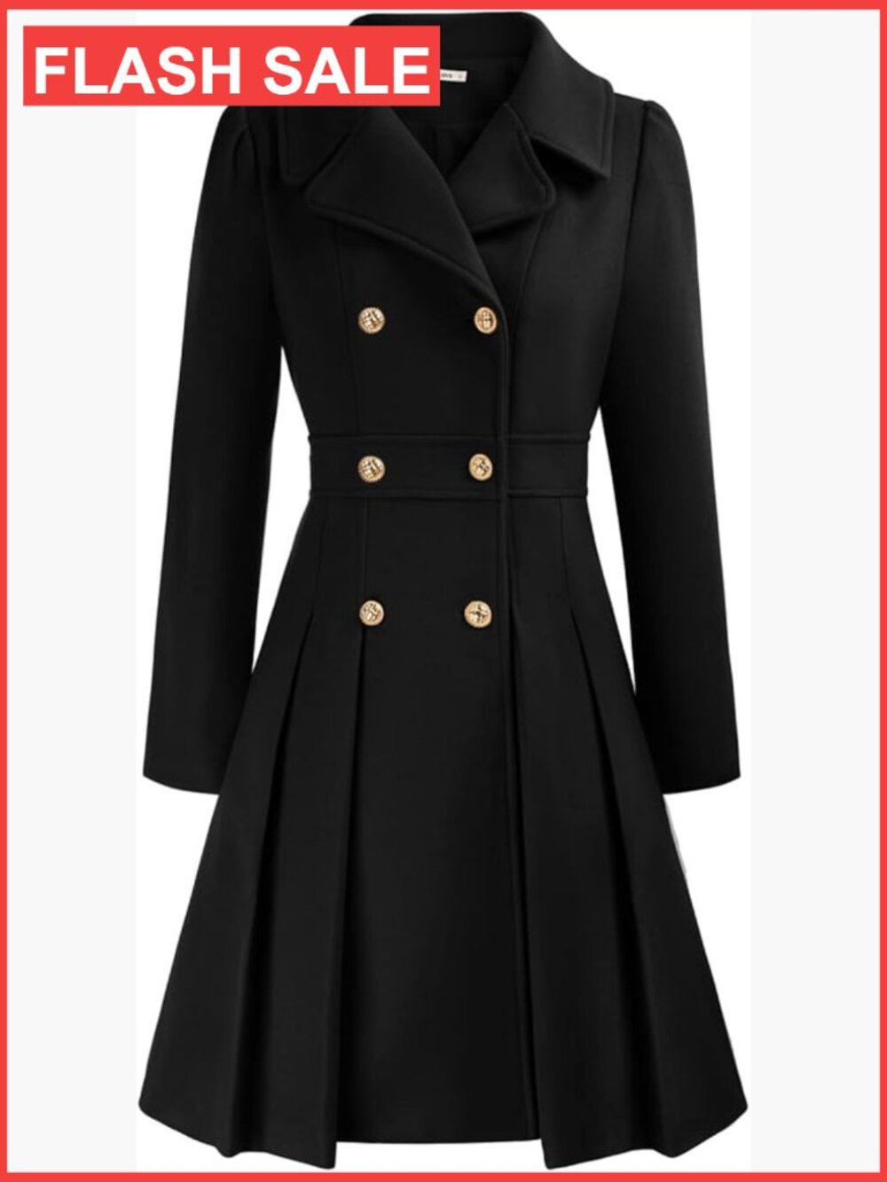 Women's Trench Coat Notch Lapel Double Breasted Thick A Line Pea Coat with